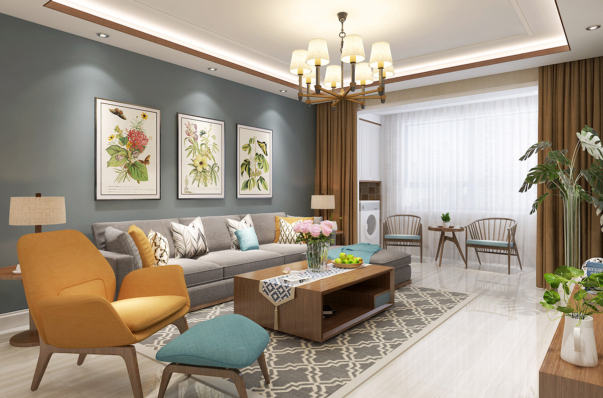 鳴湖半島132平米現(xiàn)代簡約風格裝修效果圖